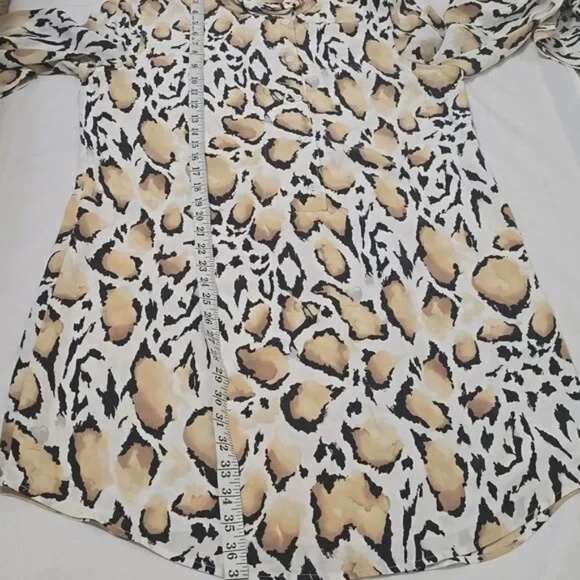Equipment Leopard Print Dress - Black, White, Tan, Size XL - Picture 7 of 7